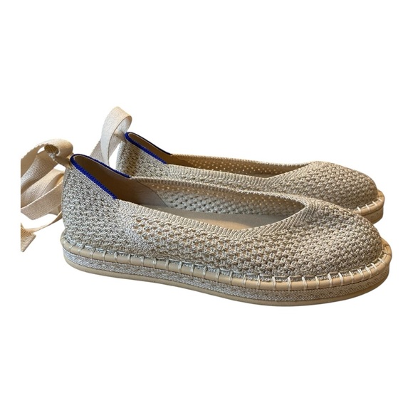 Rothy\'s Cream Espadrilles Shiny Sparkle  Chic Footwear Size 6.5